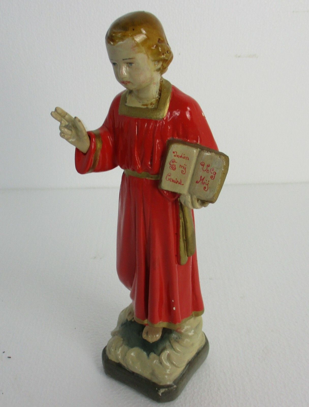 Statue Infant Jesus Santo Nino Wit Bible Plaster  Collector Gorgeous  Antique photo 148.0