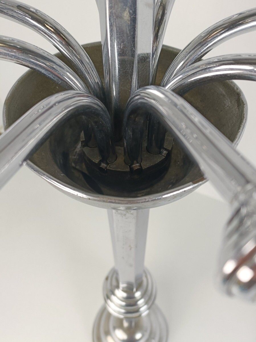 photo for sale Xxl Art Deco Antique Candelabras Pair Chrome Htf 8 Arm Altar Stunning