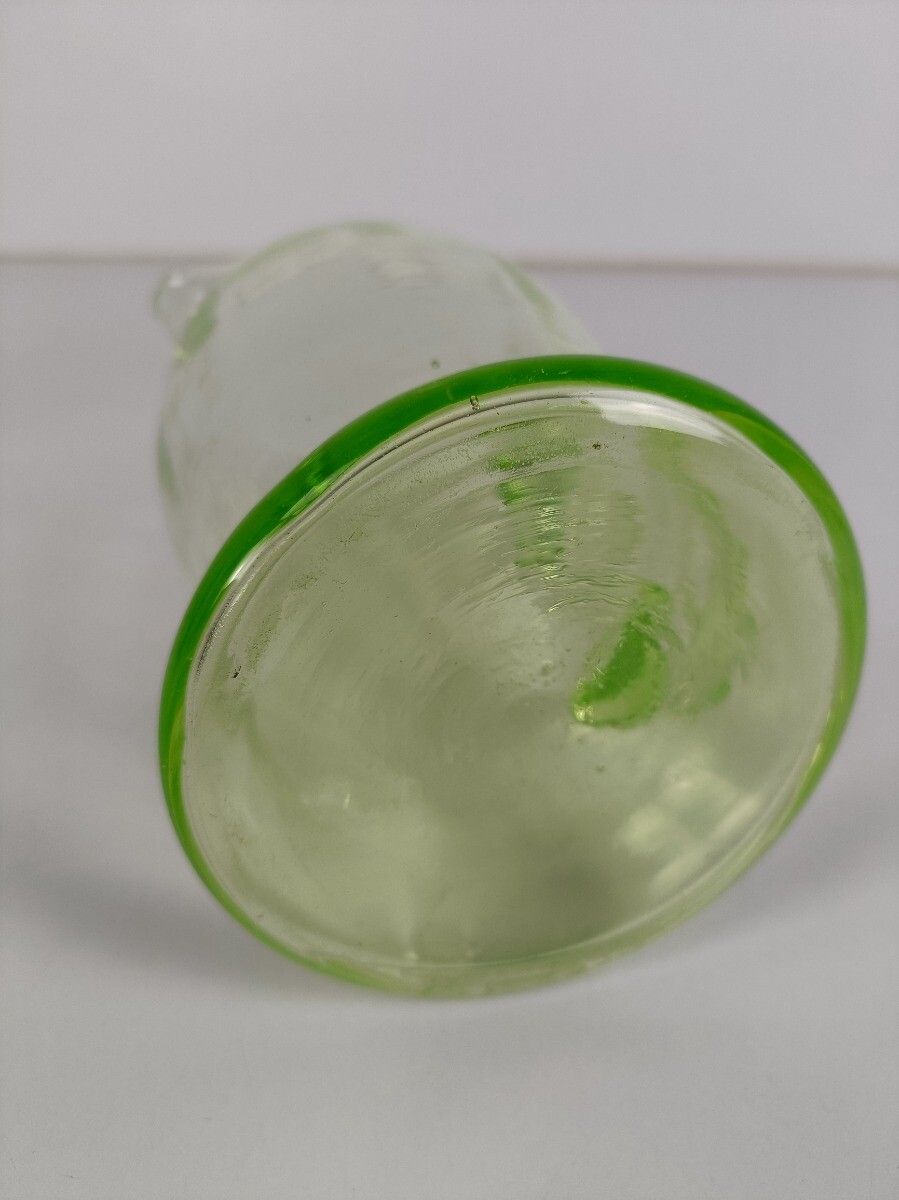 photo for sale Art Deco Uranium Green Glass Antique Jug Pitcher Ewer Lights Up In The Dark