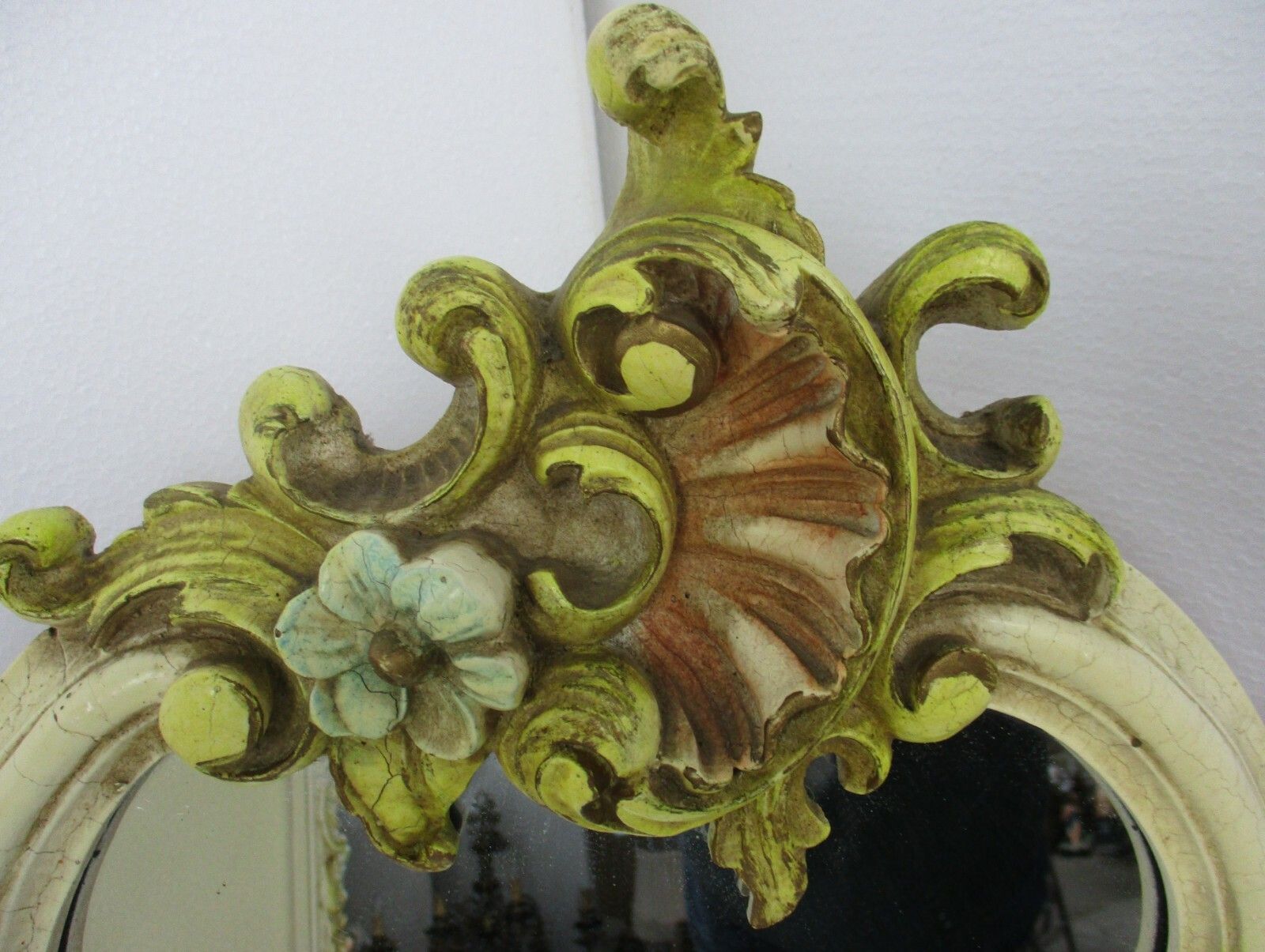 French Provincial White Crackled Chest Of Drawers Wood With Mirror Florentine photo Furniture