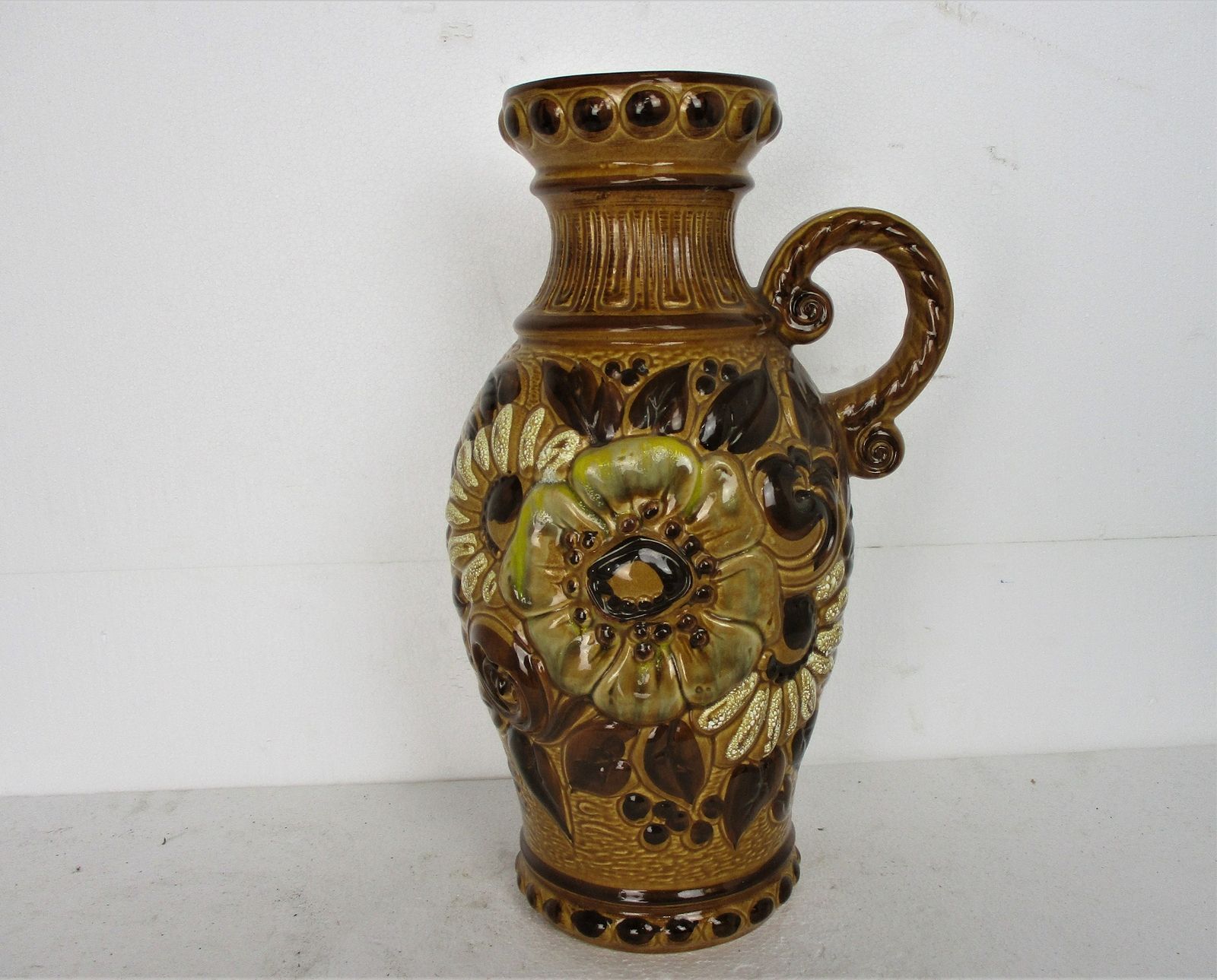 Xl West Germany Pitcher Vase Ceramic Mid Century Modern Glazed Art Pottery Caraf photo furniture