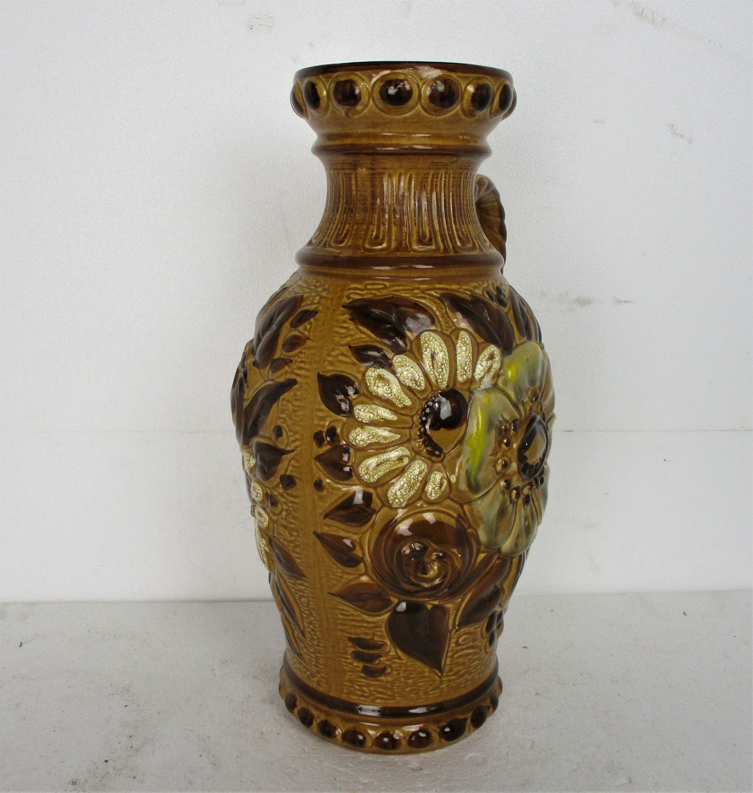 Xl West Germany Pitcher Vase Ceramic Mid Century Modern Glazed Art Pottery Caraf photo for sale