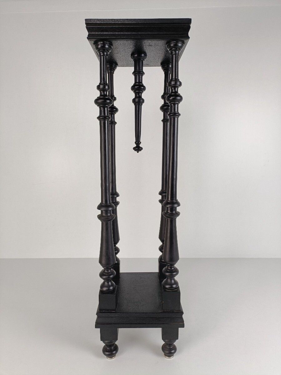 Black Lacquered Wood Wooden Pedestal Plant Bonsai Stand Console Spindles Gorgeou photo 485.0