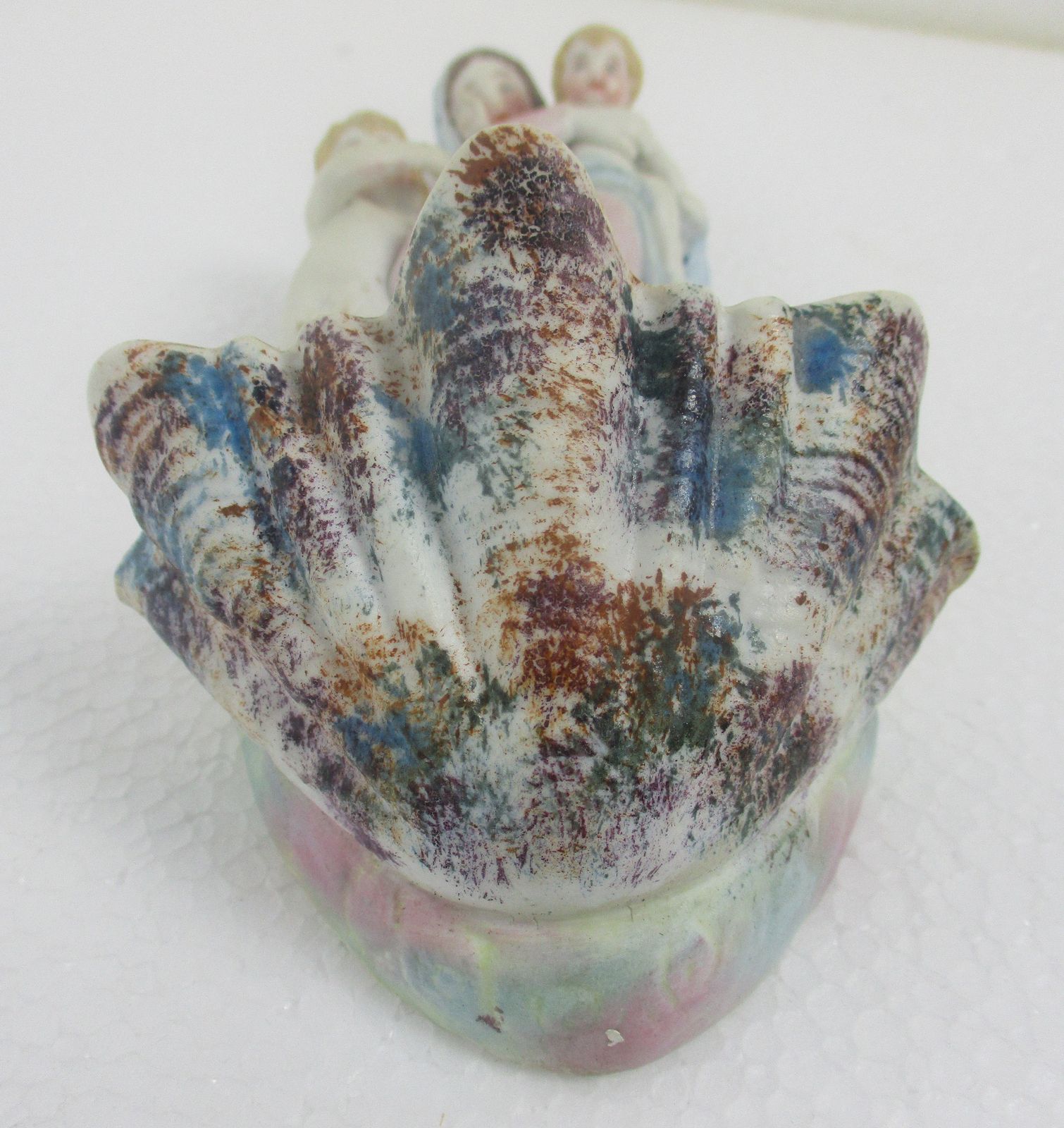 Porcelain Bisque Holy Water Font Vessel Virgin Mary And Infant Jesus  John The B photo 117.0