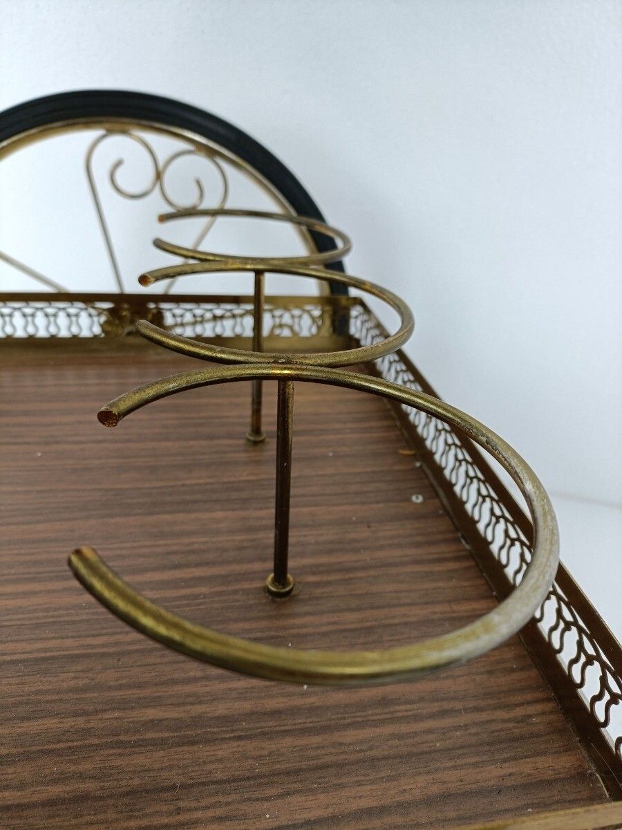 Mid Century Modern Brass Bar Trolley Cart Serving Tray Small  Svenskt Style Wow photo Furniture