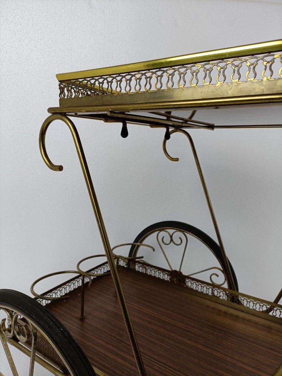 photo furniture Mid Century Modern Brass Bar Trolley Cart Serving Tray Small  Svenskt Style Wow