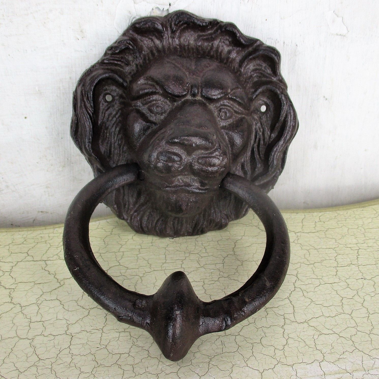 Xxl Cast Iron Door Knocker Lions Head Ring Architectural Gorgeous Reclaimed