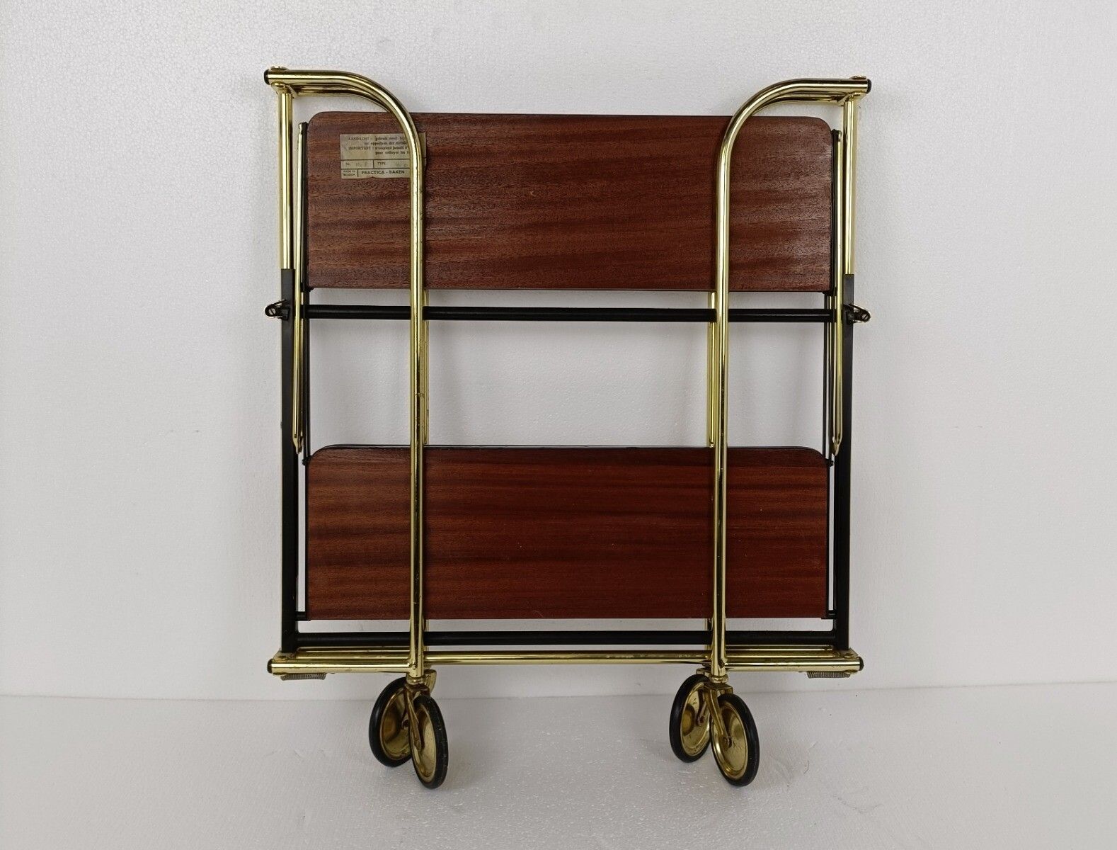 photo furniture Mid Century Side Table Bar Cart Tea Cocktail Serving Trolley Belgium  Foldable