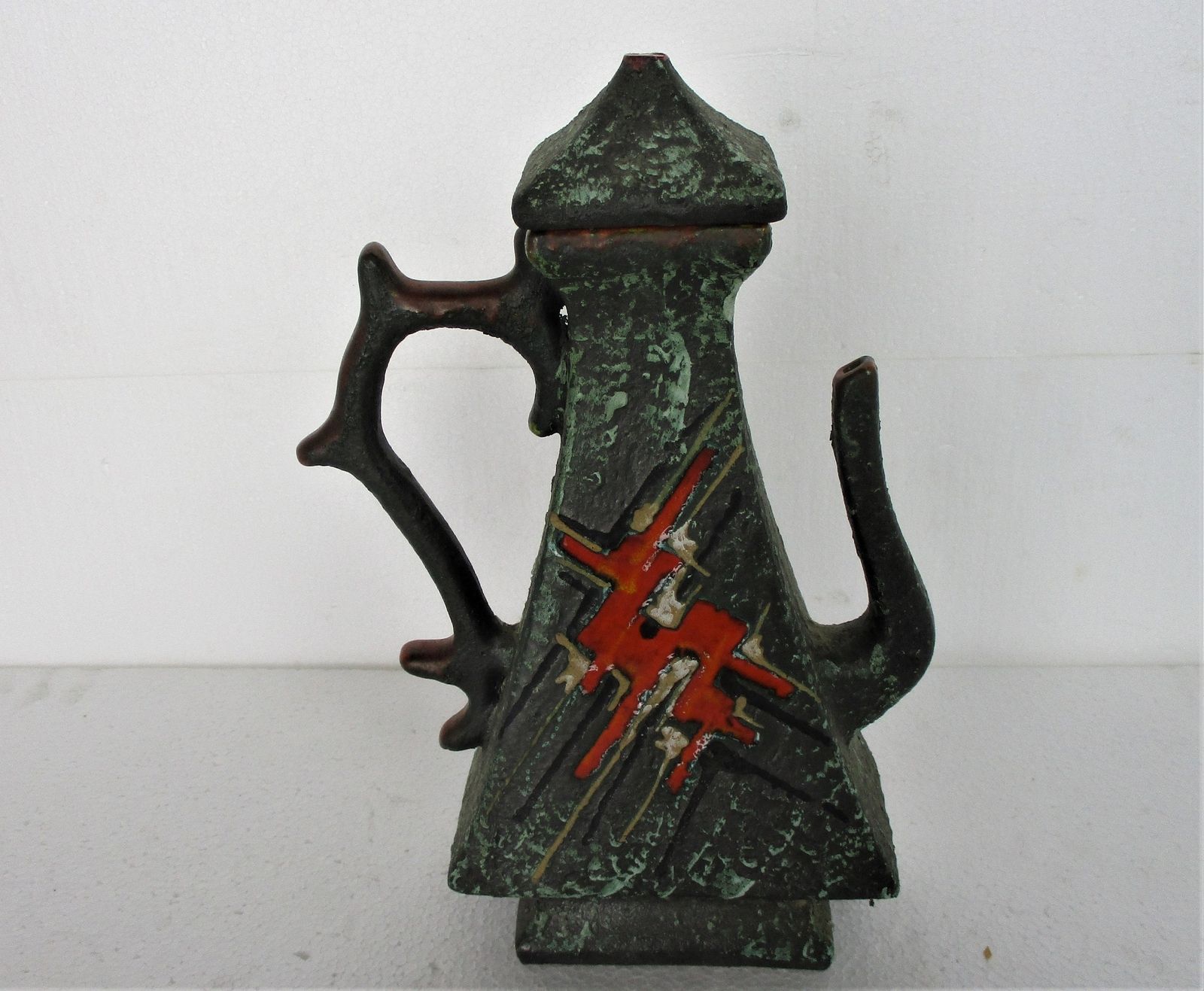 Tea Coffee Pot Fat Lava Stoneware Italy Italian Funky Vintage Retro Rare photo Home Decor