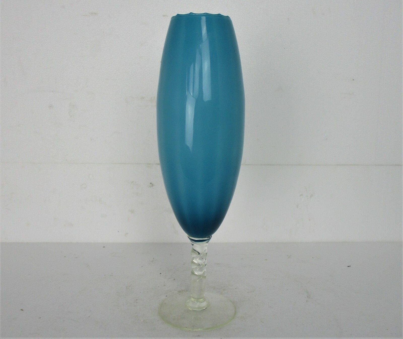 Vintage Goblet Apothecary Jar Cased Art Glass Blue  Mid Century Modern Modernist photo furniture