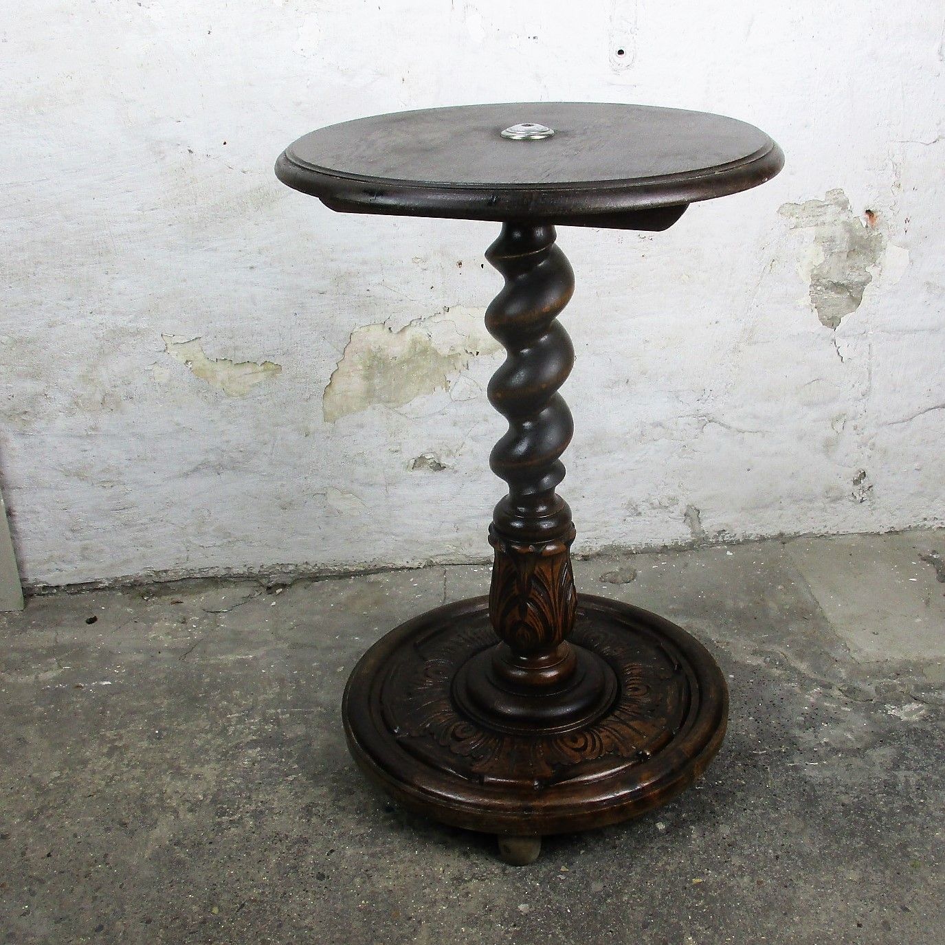 L Hand Carved Ornate Wood  Barley Twist Pedestal Display Side Table Plant Stand photo furniture