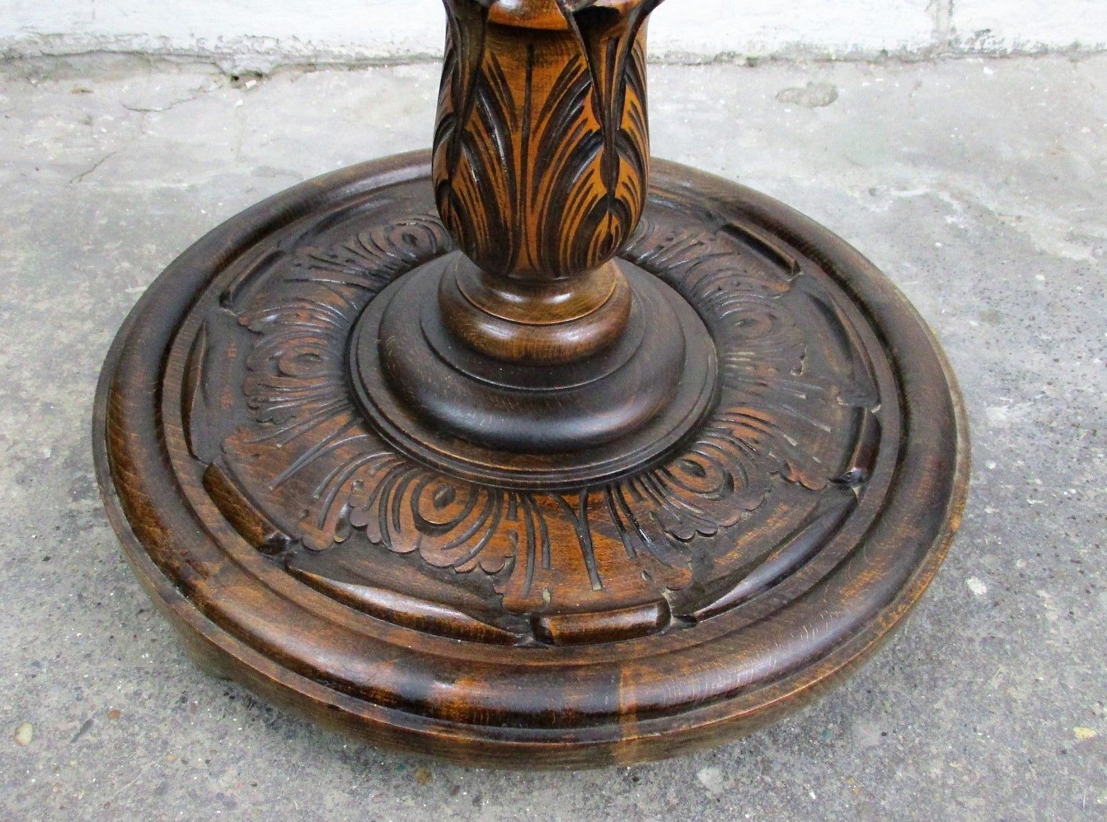 L Hand Carved Ornate Wood  Barley Twist Pedestal Display Side Table Plant Stand photo vinterior