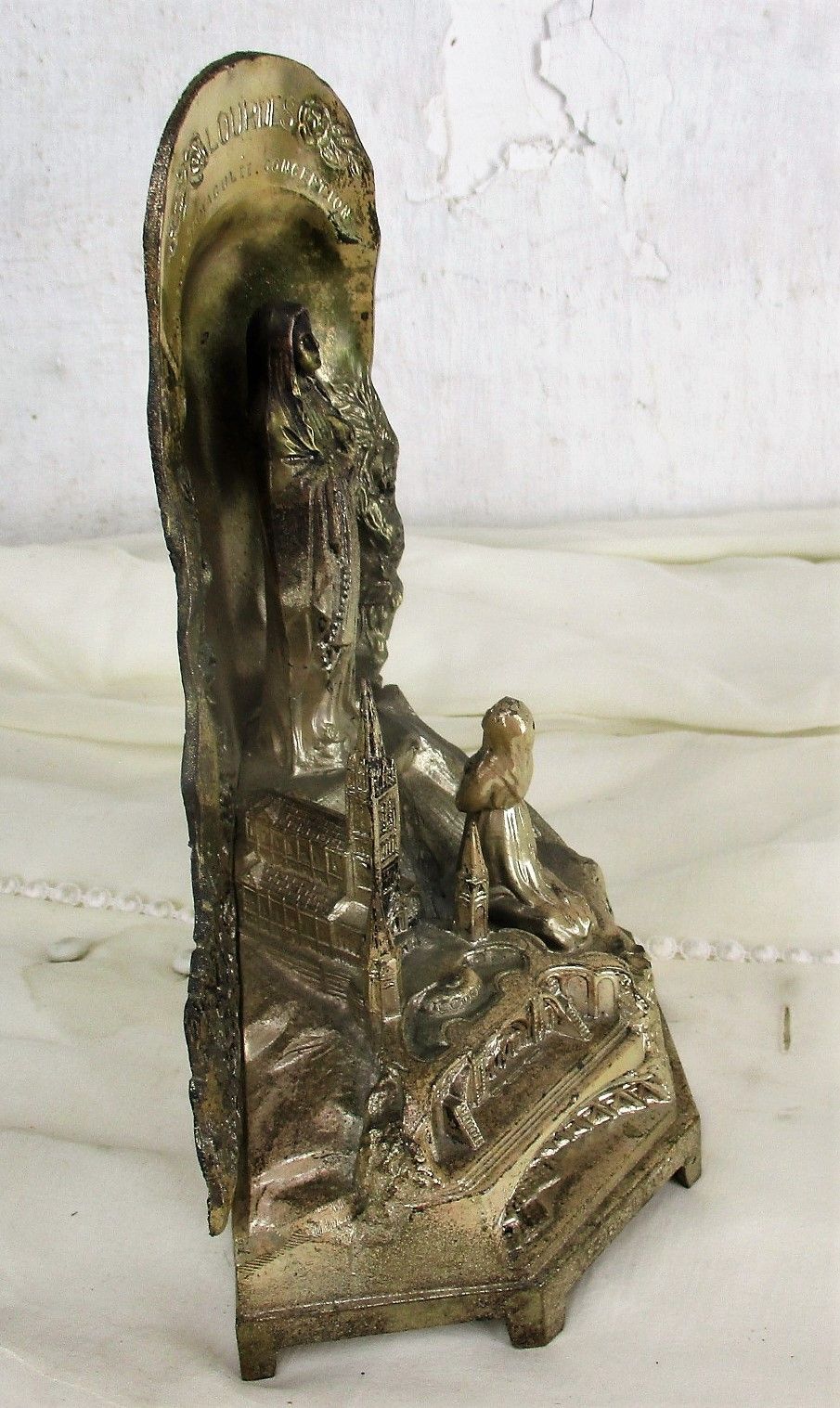 Large Working Lourdes Music Box Virgin Mary St Bernadette French France Spelter photo 100.0