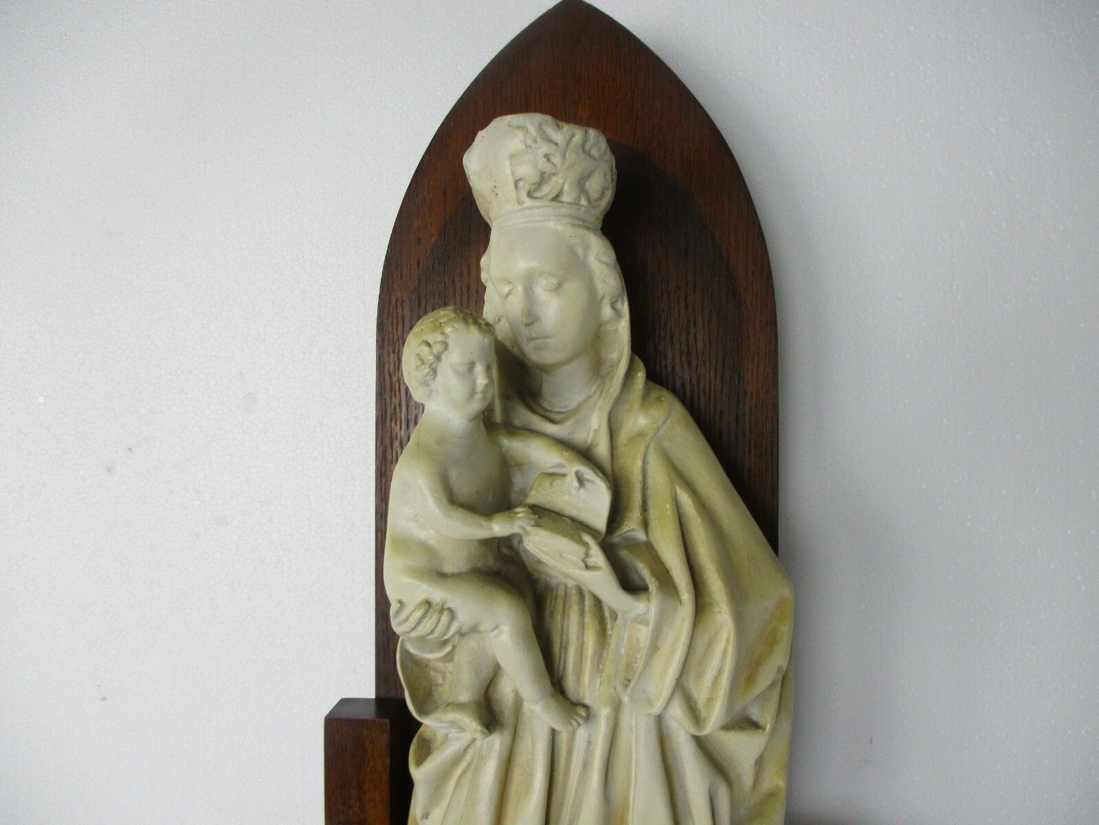 Hand Painted Chapel Niche Madonna Virgin Mary Infant Child Statue Plaster Lovely photo 482.0