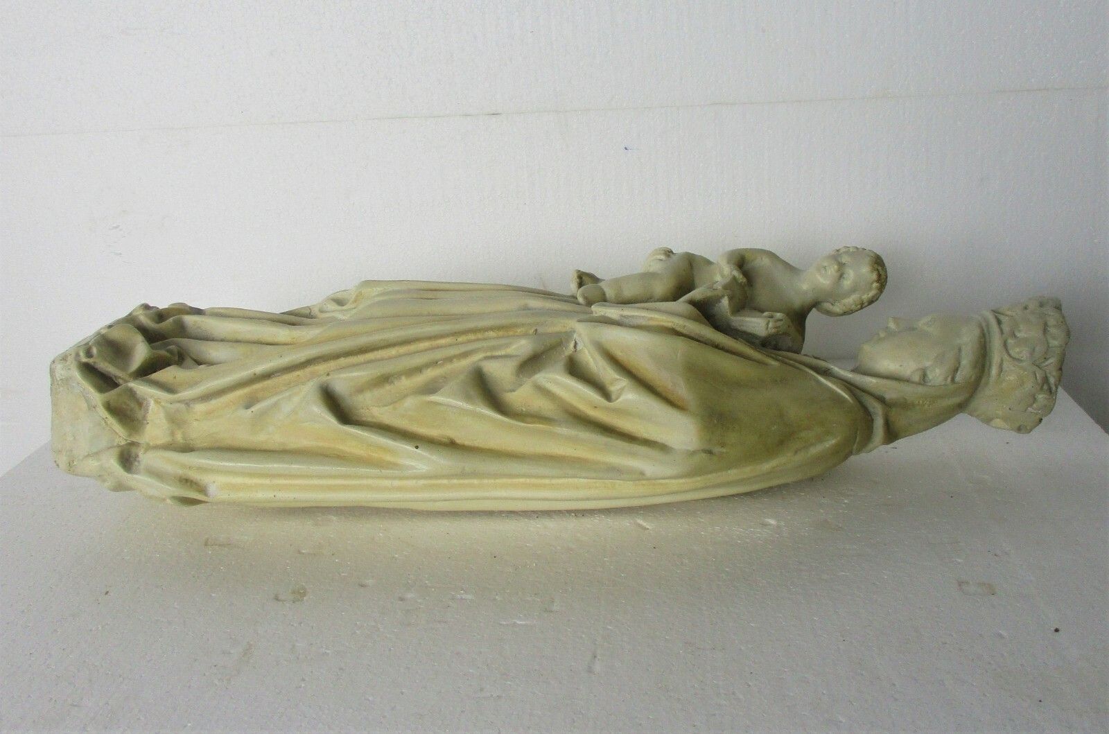 Hand Painted Chapel Niche Madonna Virgin Mary Infant Child Statue Plaster Lovely photo vintage