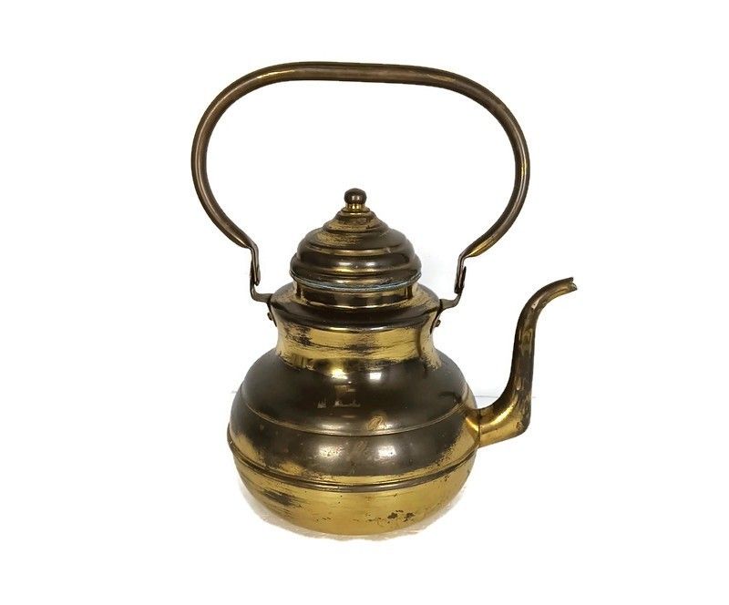 Antique Brass Tea Coffee Water Kettle, Funky Hammered Brass Decorative