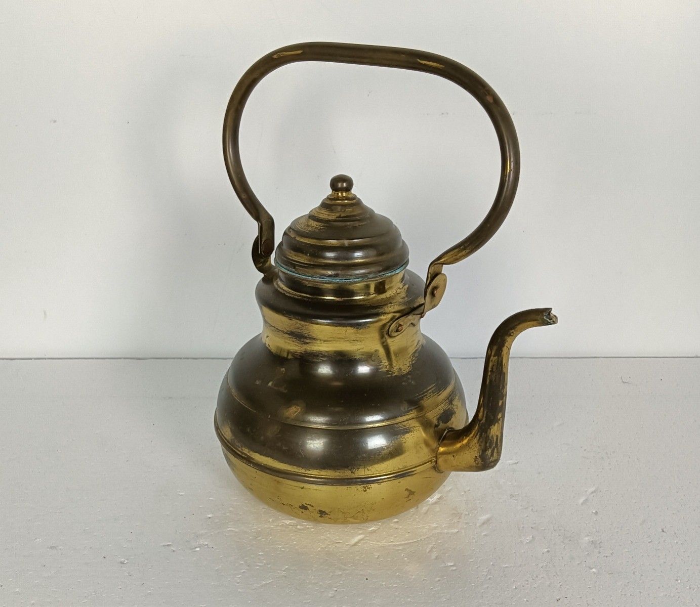 photo furniture Antique Brass Tea Coffee Water Kettle, Funky Hammered Brass Decorative