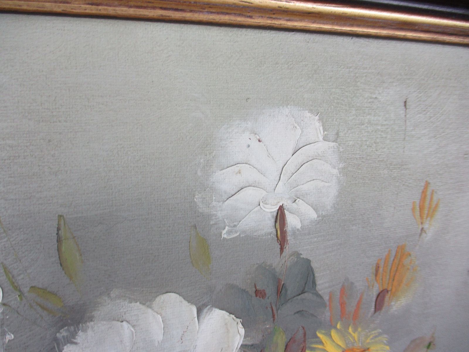 Small Oil Painting On Canvas Framed Still Life  Flowers Vase Floral Signed photo Art