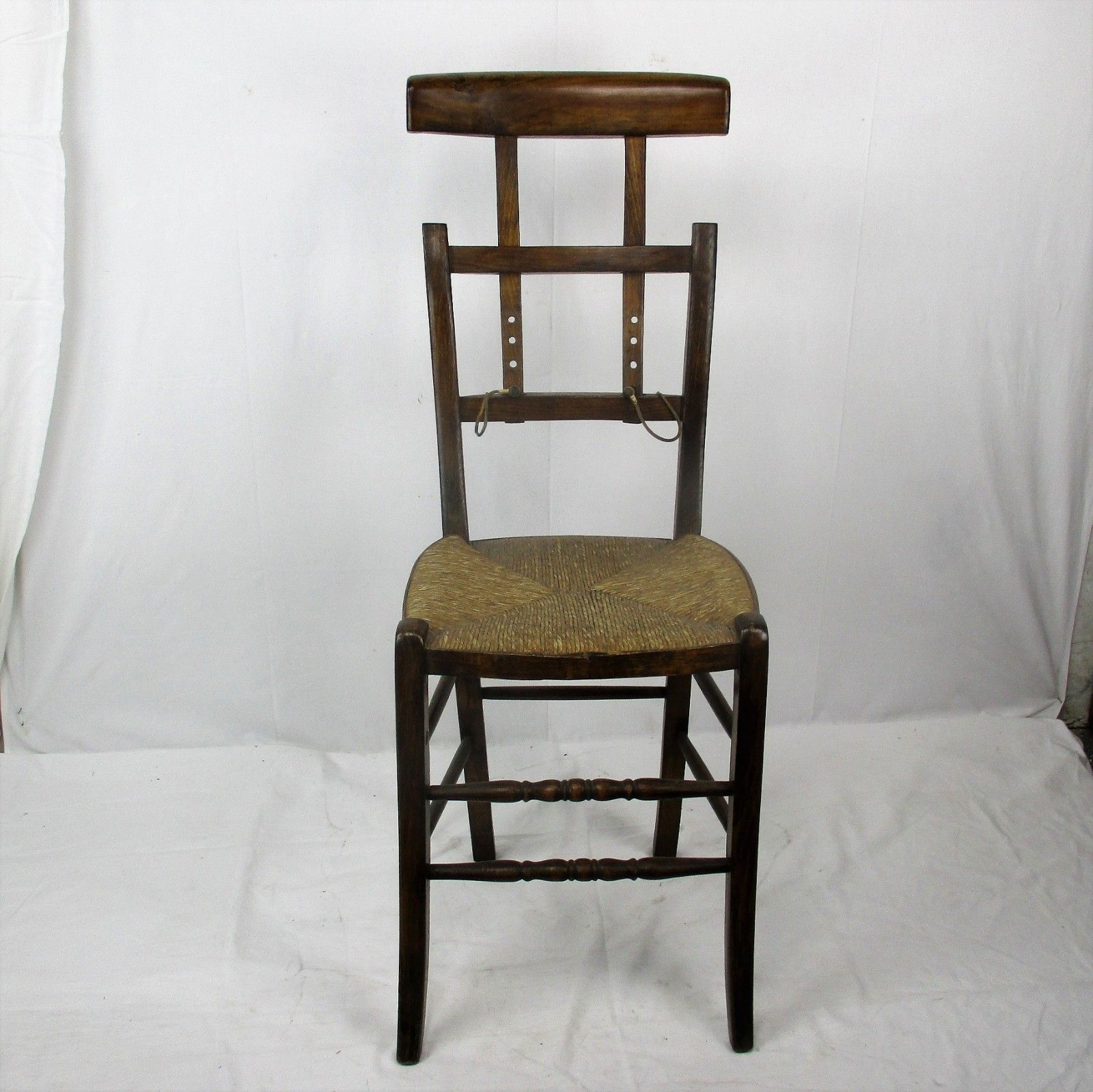 Antique Wooden Chair Rush Seating Adjustable Back Extremely Rare Funky photo furniture