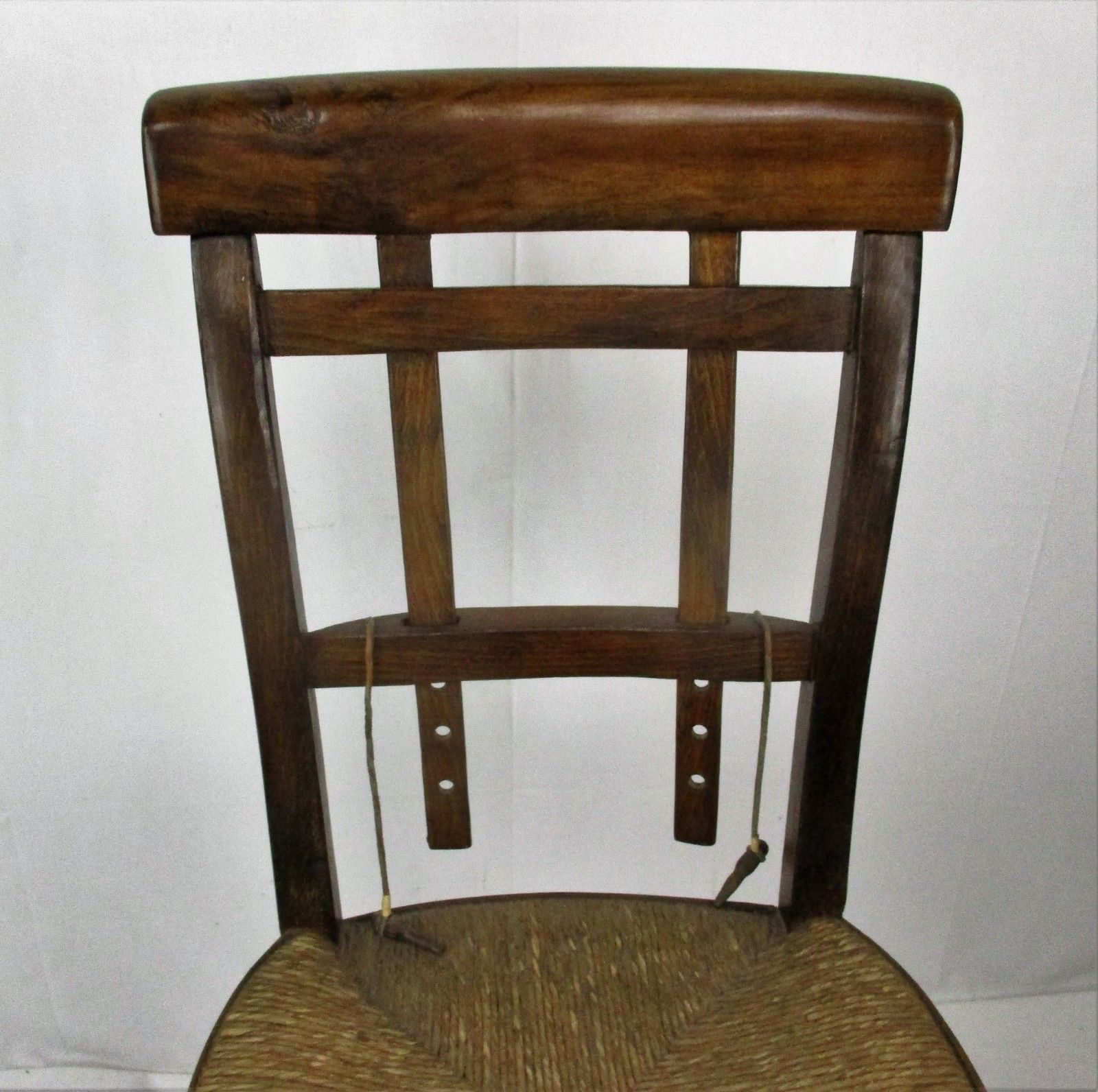 Antique Wooden Chair Rush Seating Adjustable Back Extremely Rare Funky photo 223.0