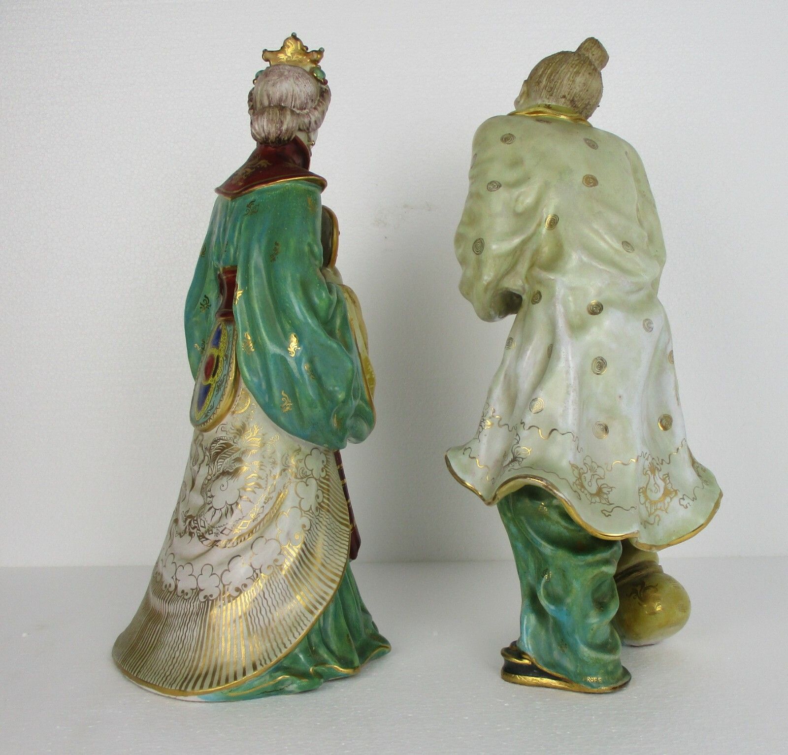 Couple Eugenio Pattarino Italy Polychrome  Statues Sculptures Chinese Couple Htf photo Art