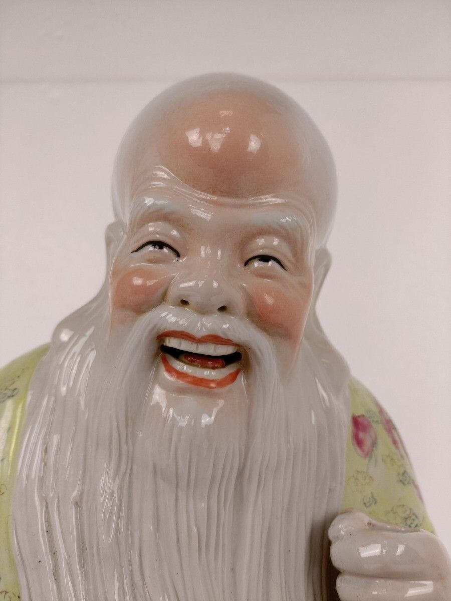 Porcelain Statue Chinese Shou Xing Longevity Lucky Symbol Fu Lu Shou San Xing Th photo vinterior