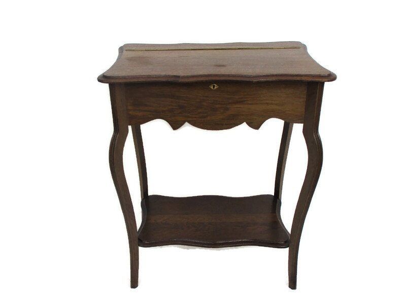 Antique Art Nouveau Sewing Quilting Box Table Cabinet Two Tier Extremely Rare Go