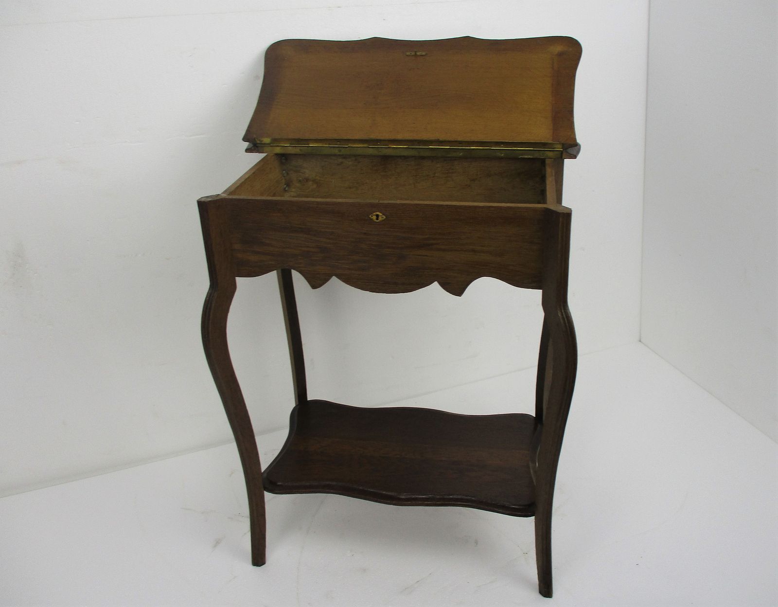Antique Art Nouveau Sewing Quilting Box Table Cabinet Two Tier Extremely Rare Go photo furniture