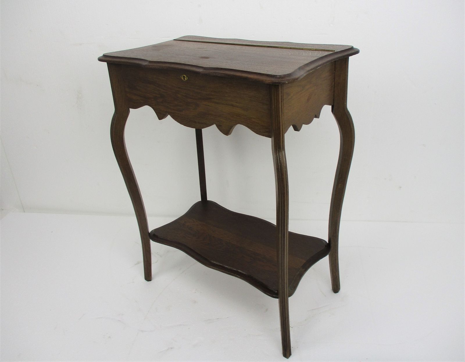 Antique Art Nouveau Sewing Quilting Box Table Cabinet Two Tier Extremely Rare Go photo 708.0