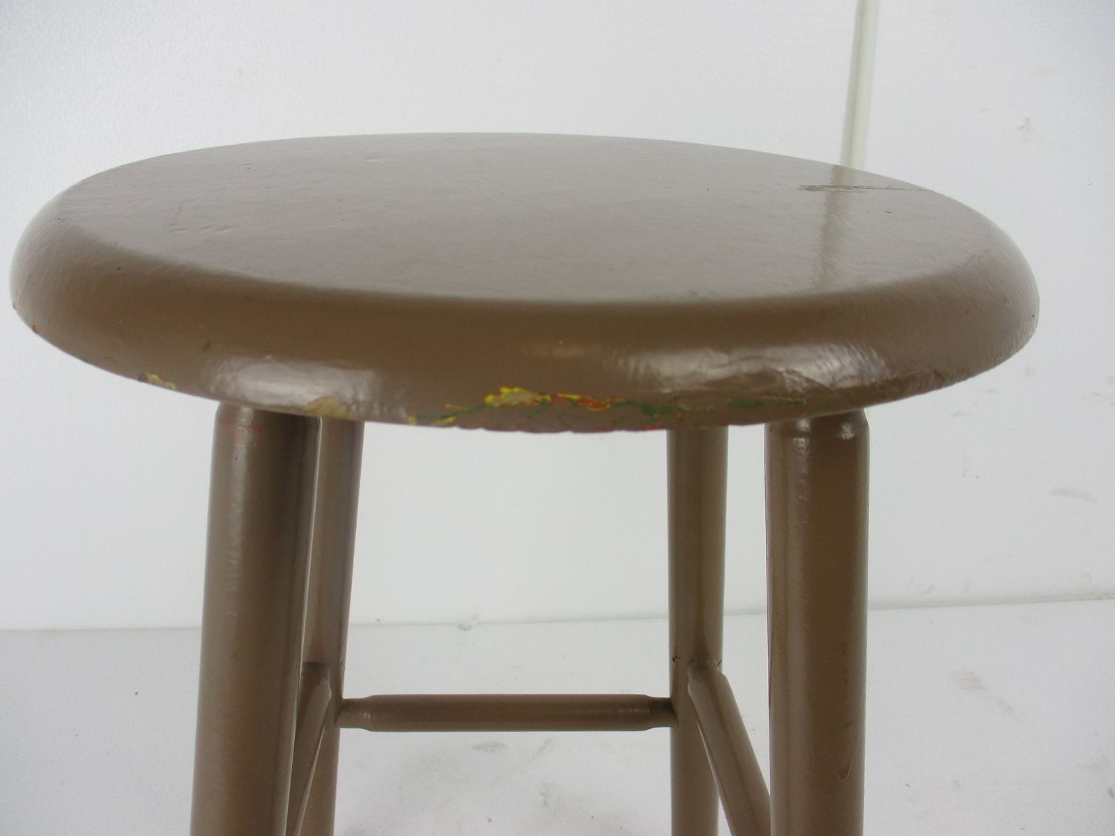 Vintage Hand Carved Wood Milking Stool Crutch Pedestal Table Farmhouse Barn Coun photo for sale