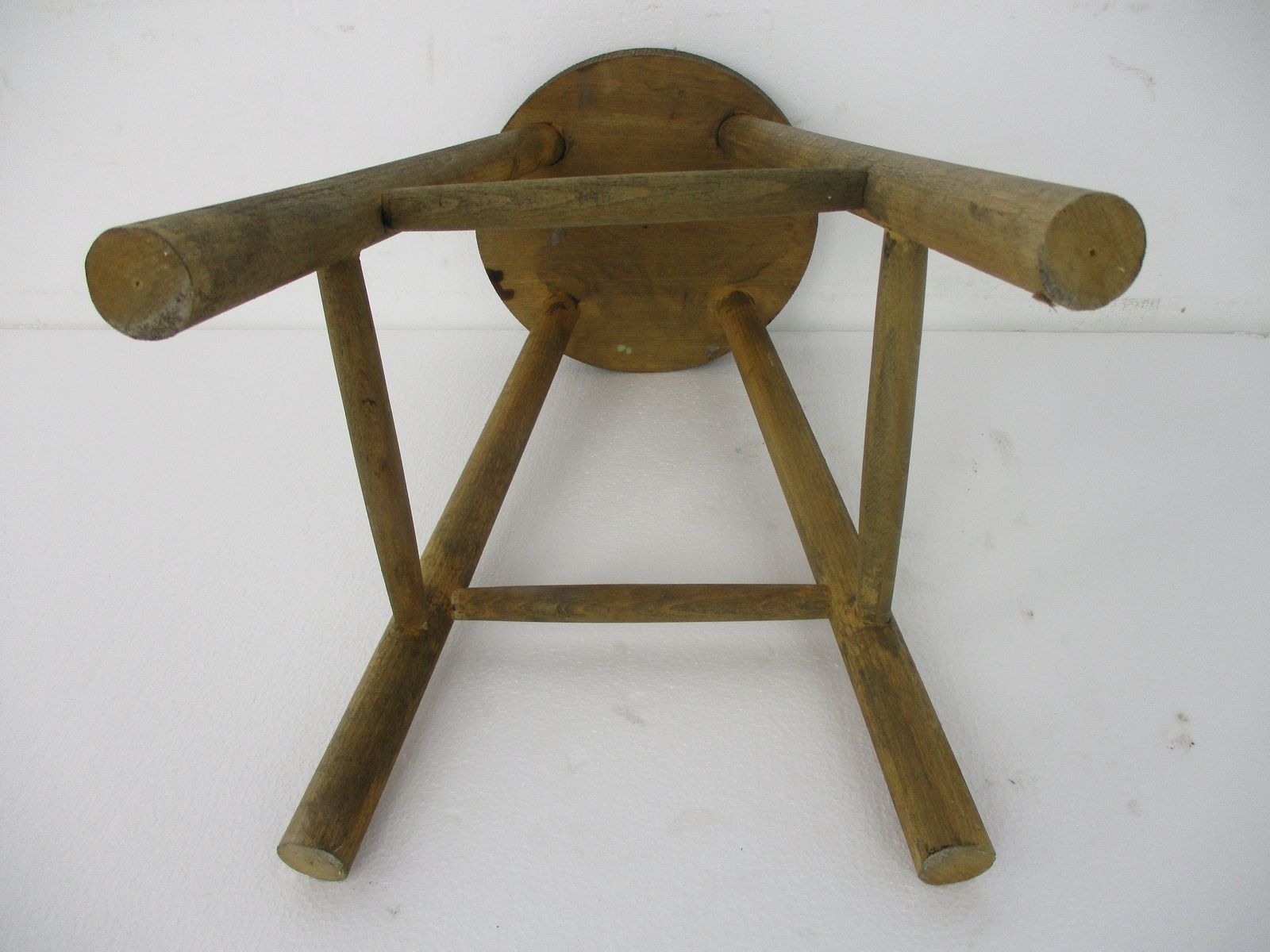 Vintage Hand Carved Wood Milking Stool Pedestal Table Plant Flower Bonsai Stand photo buy