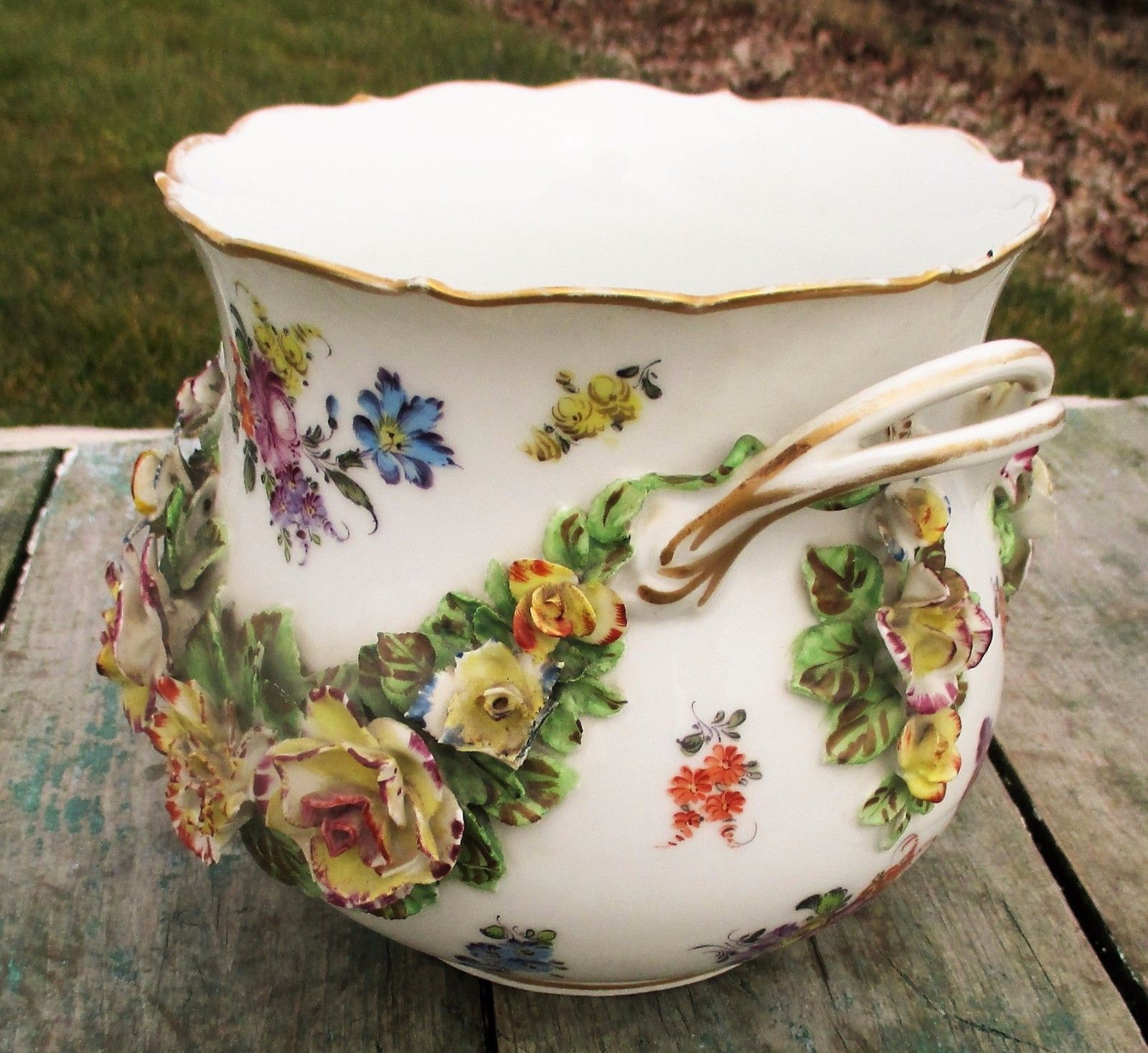 Antique Centerpiece Planter Bowl Vase Marc Eugen Bloch Porcelain De Paris photo for sale