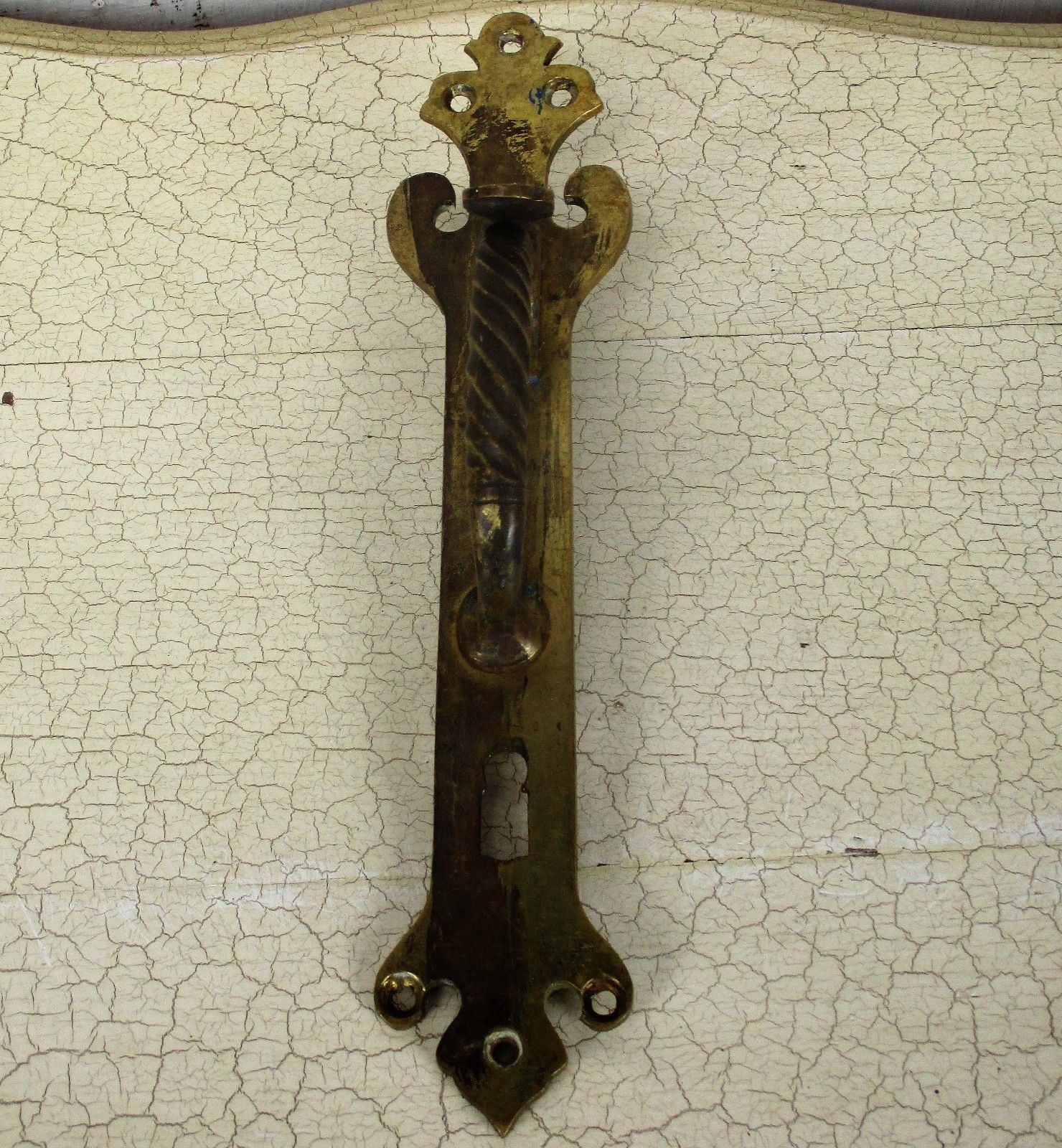 Antique Brass Door Knob Handle Architectural Ornate Reclaimed Backplate French