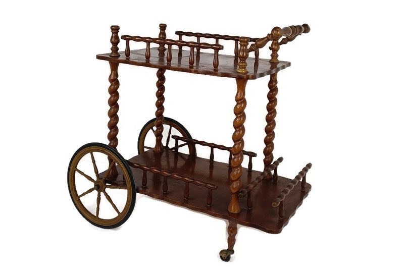 Bar Cocktail Tea Cart Trolley Mid Century Modern Kitchen Island Ornate Barley Tw