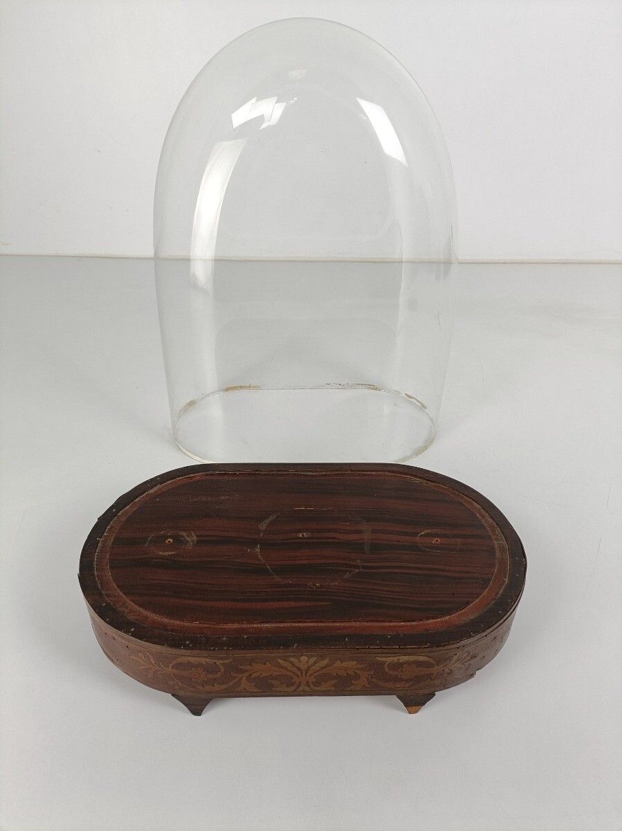 Antique Victorian Oval Hand Blown Glass Globe Dome Doll Clock 15.9"H 12"W6.37" photo 728.0