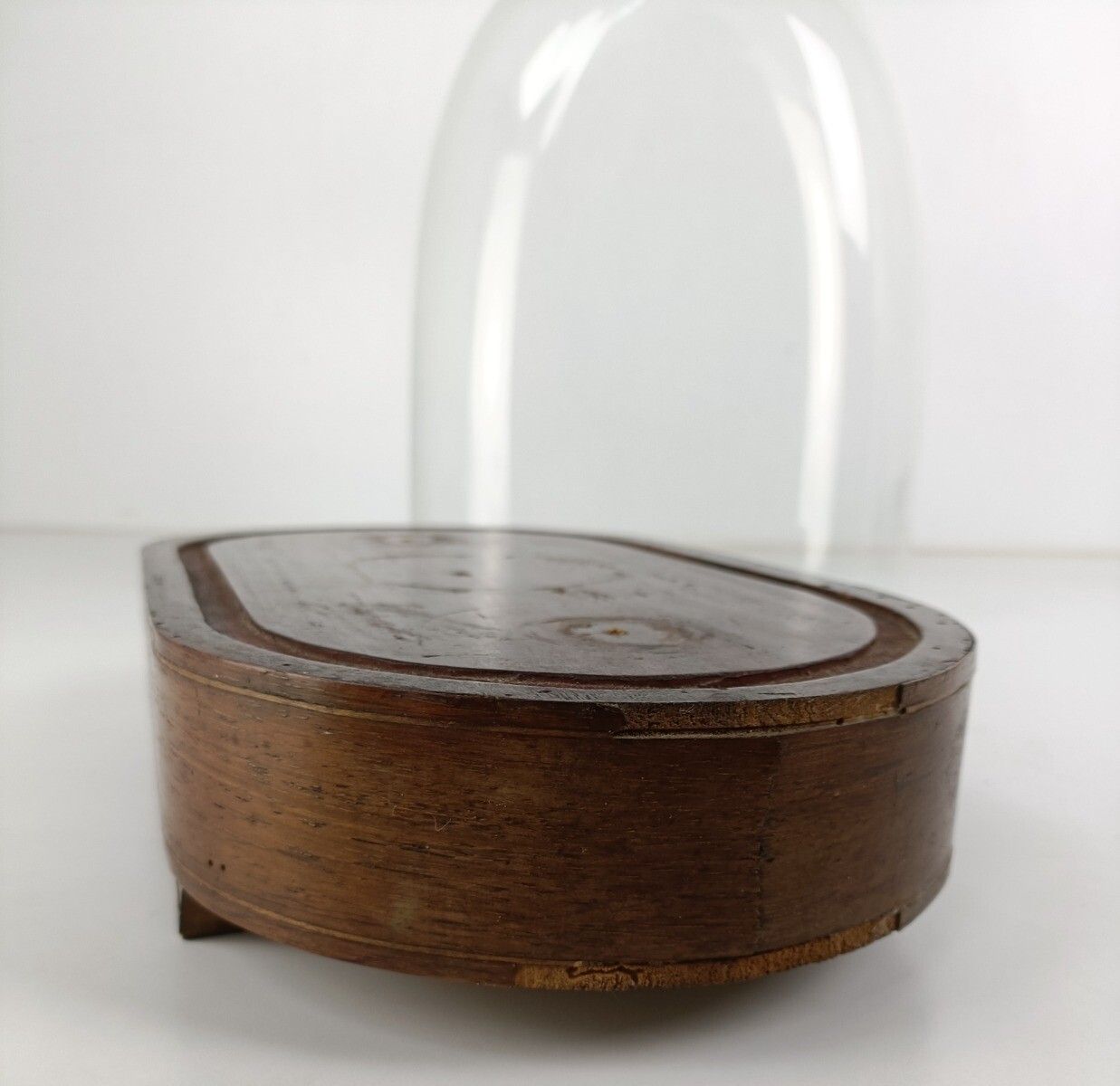 photo for sale Antique Victorian Oval Hand Blown Glass Globe Dome Doll Clock 15.9"H 12"W6.37"
