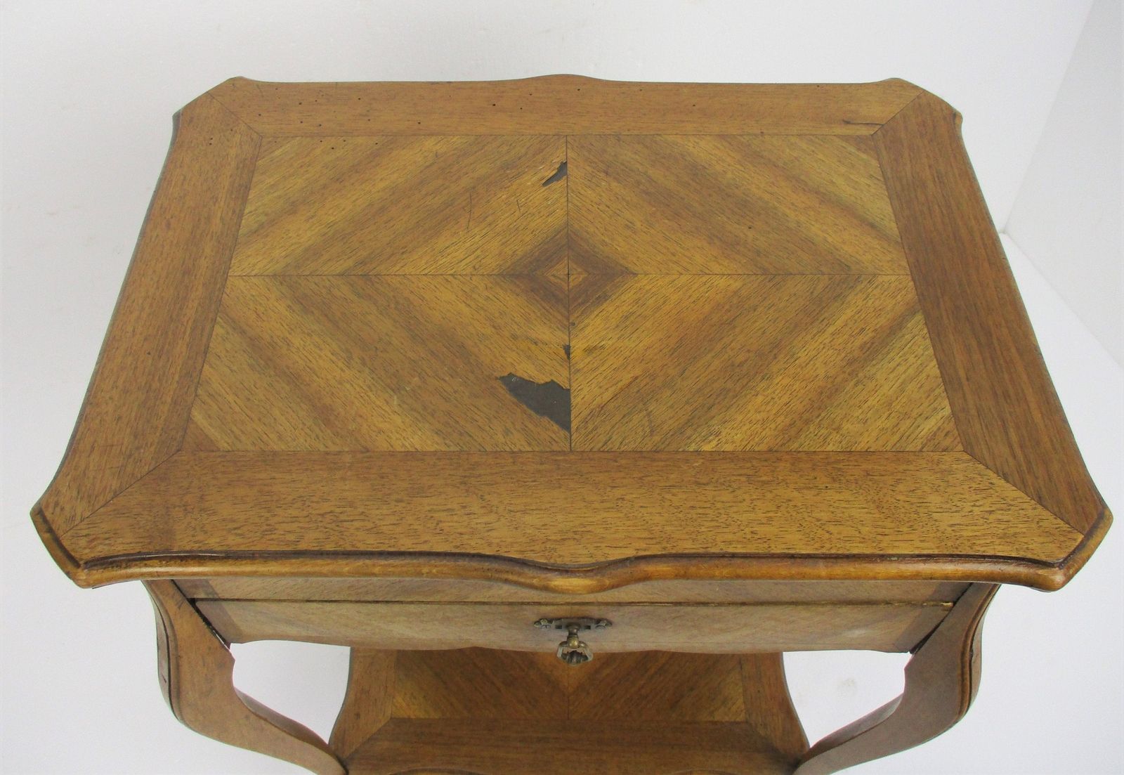 Antique Art Nouveau Inlay Wood Sewing Quilting Box Table Cabinet Two Tier Gorgeo photo 466.0