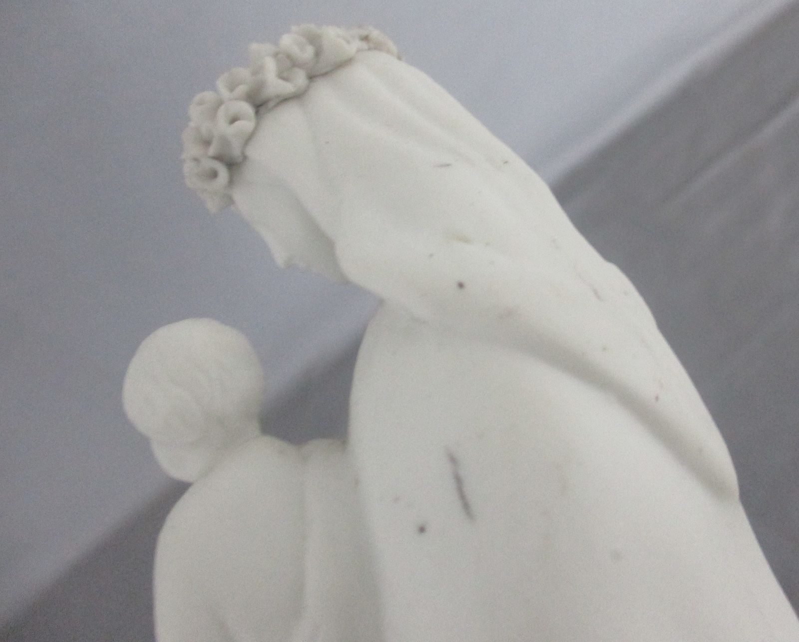 Antique Bisque Porcelain Statue Virgin Our Lady Mary Madonna With Infant Jesus F photo buy