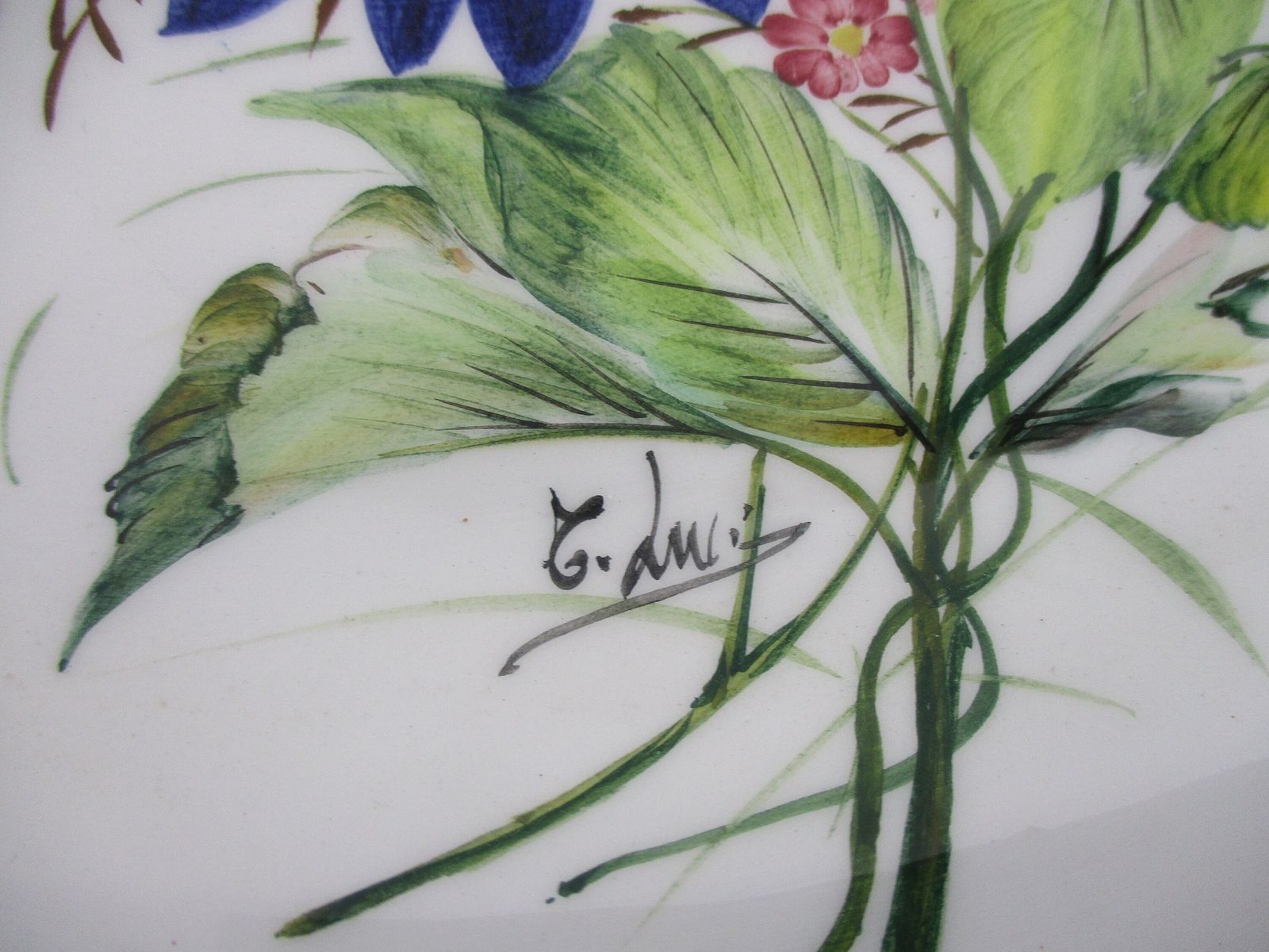 Large Charger Wall Plate After T. Luis Marked Hand Painted Lovely Flowers photo Art