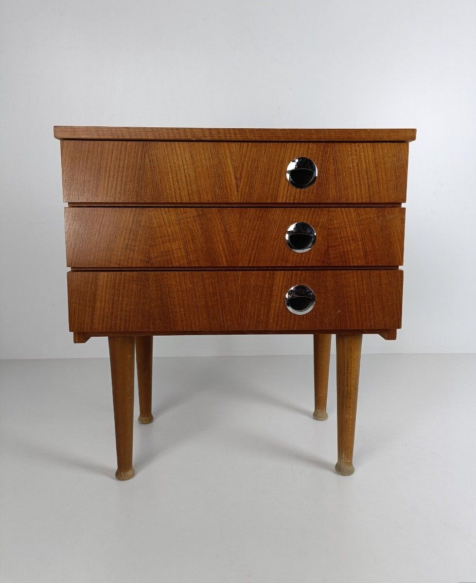 Wooden Wood Nightstand End Table Chest Of Drawers Sock Drawer Modernist Retro Ch photo buy