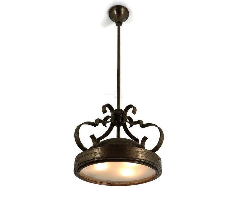 Art Deco Chandelier Pendant Attributed To De Coene Belgium Industrial Loft Style