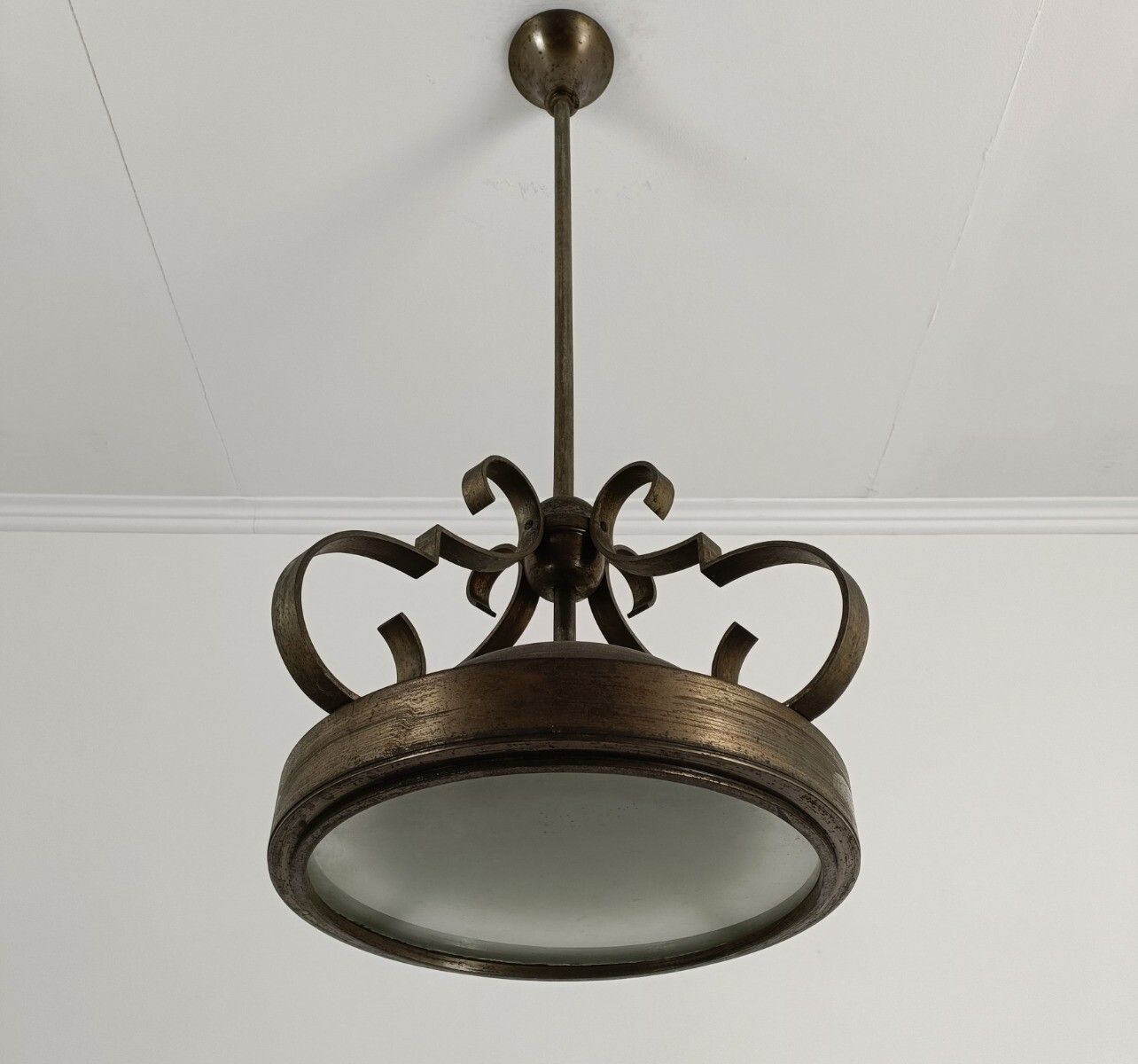 Art Deco Chandelier Pendant Attributed To De Coene Belgium Industrial Loft Style photo 728.0