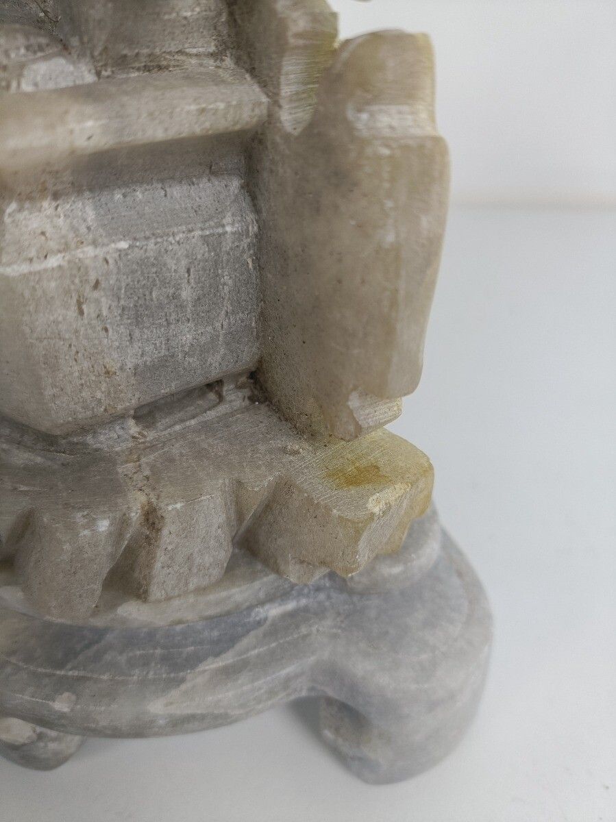 Art Sculpture Figurine  Carving On Base Sunflowers  Soap Stone Vintage  Grey photo 81.0