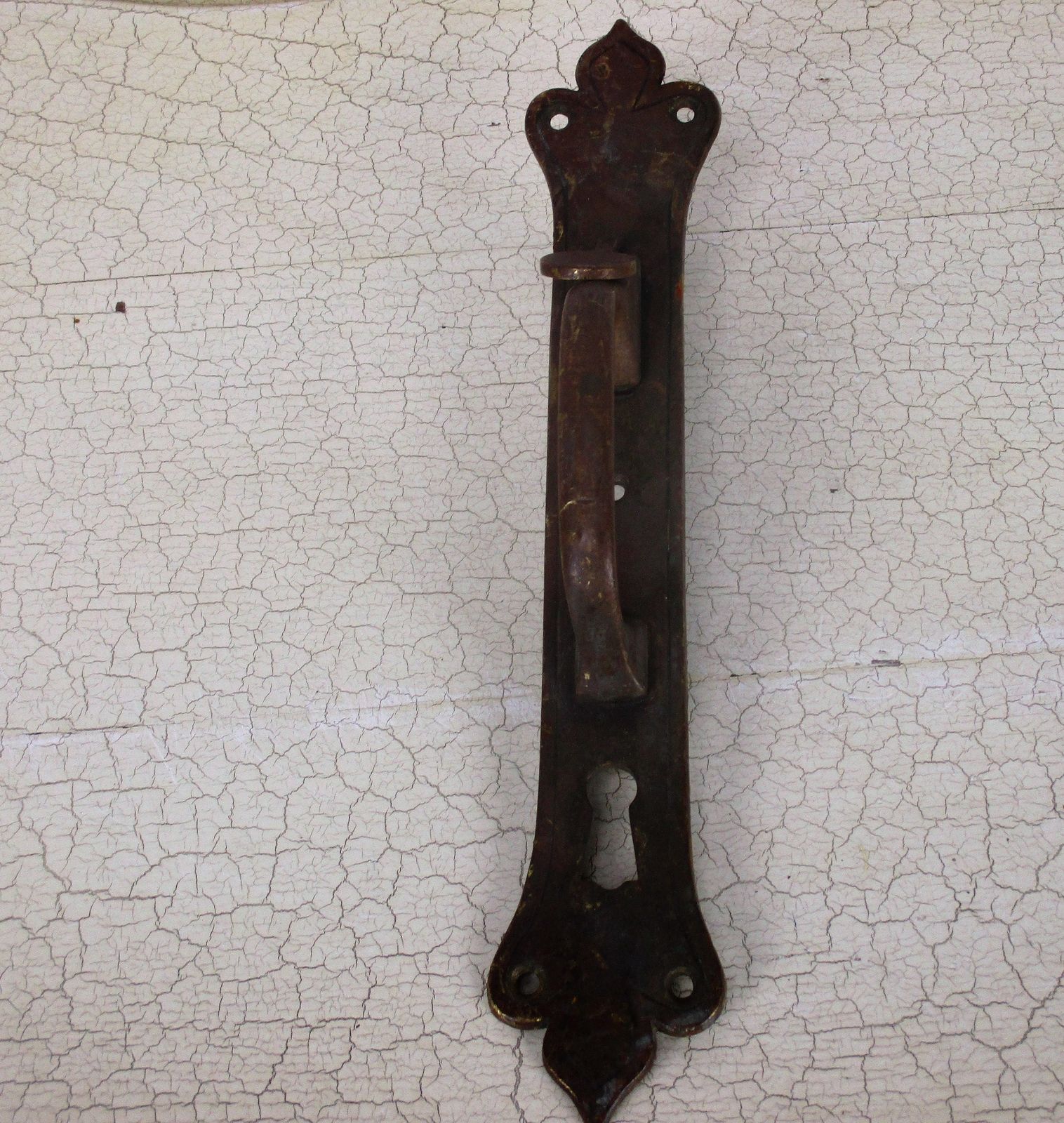 Antique Brass Door Knob Handle Architectural Ornate Reclaimed French Backplate