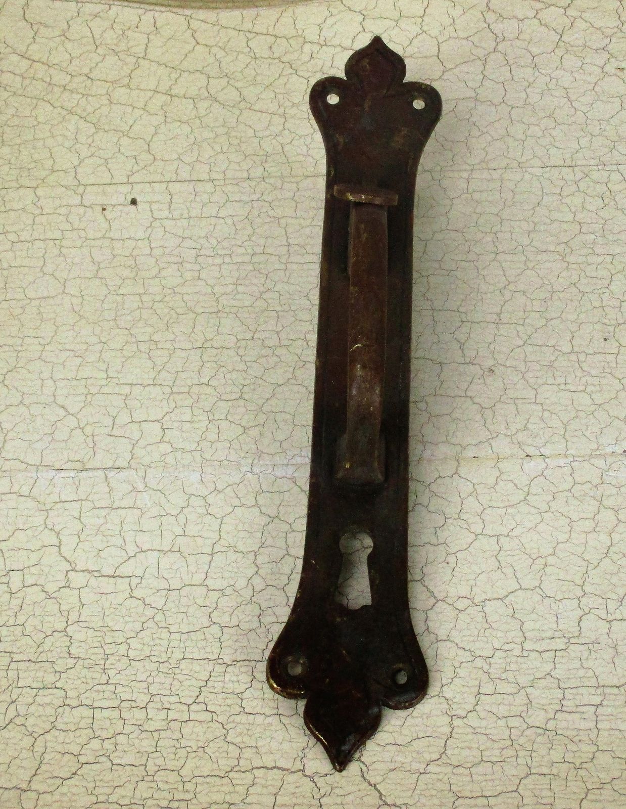 Antique Brass Door Knob Handle Architectural Ornate Reclaimed French Backplate photo vinterior