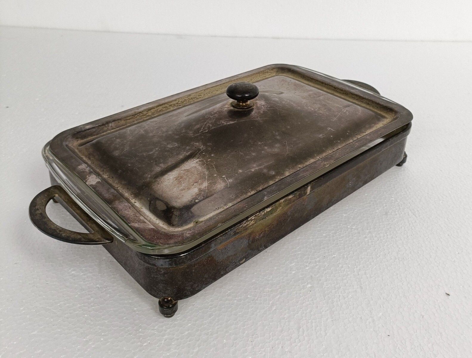 Silver Plated Caddy Pyrex Dish Pm Italy Marked photo for sale