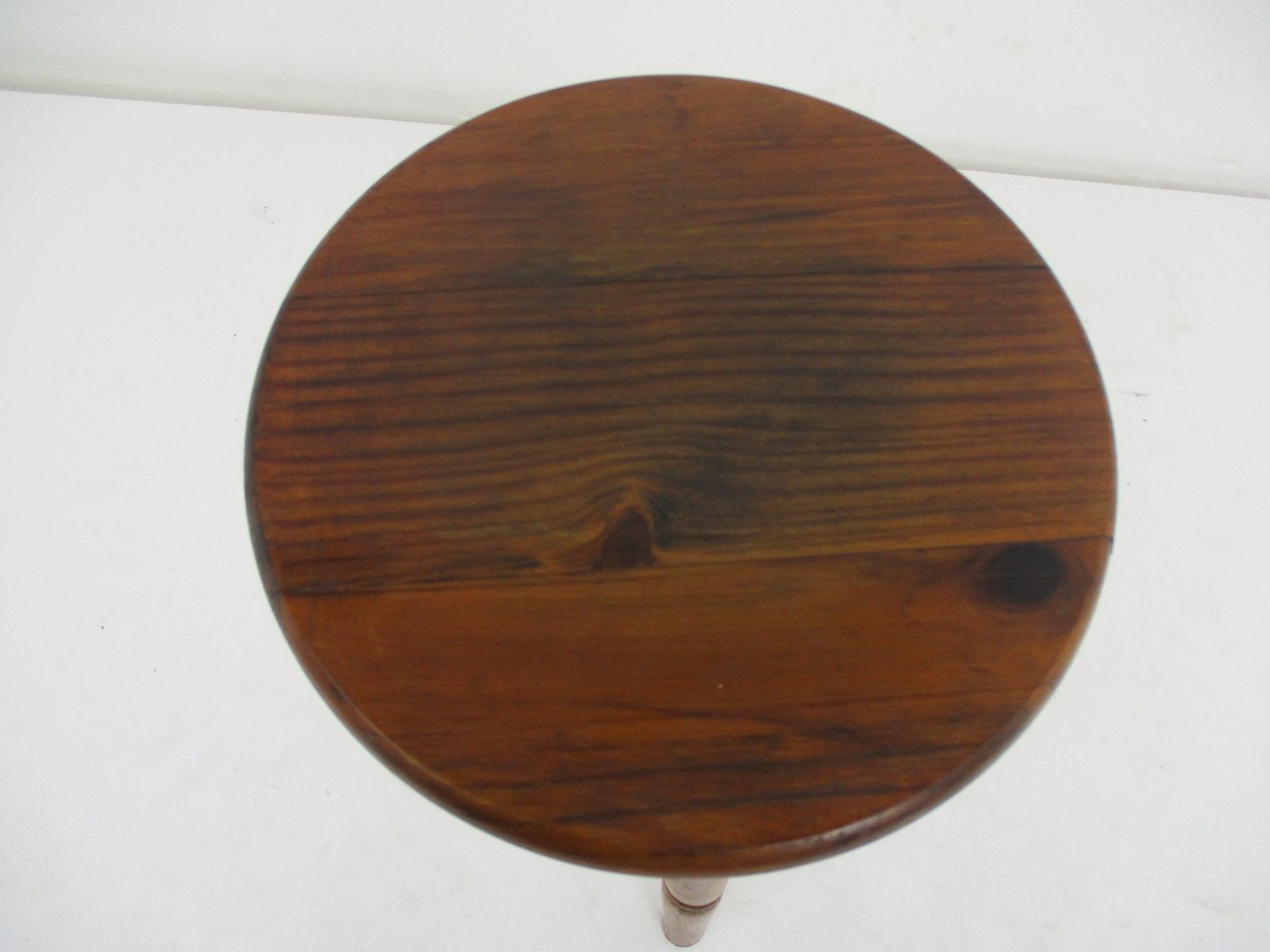 Vintage Hand Carved Wood Milking Stool Crutch Pedestal Table Farmhouse Barn Coun photo for sale