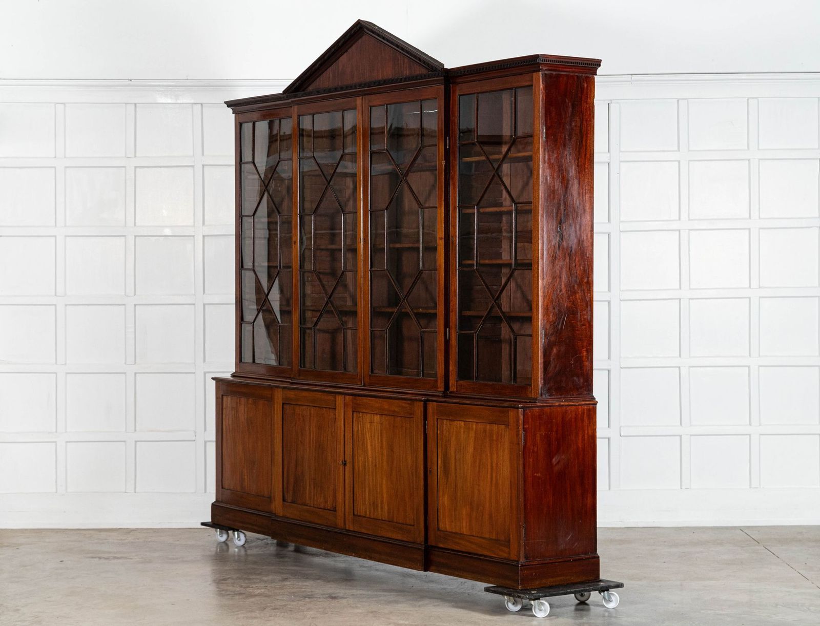 Monumental George III English Mahogany Breakfront Library Bookcase photo 16618.0