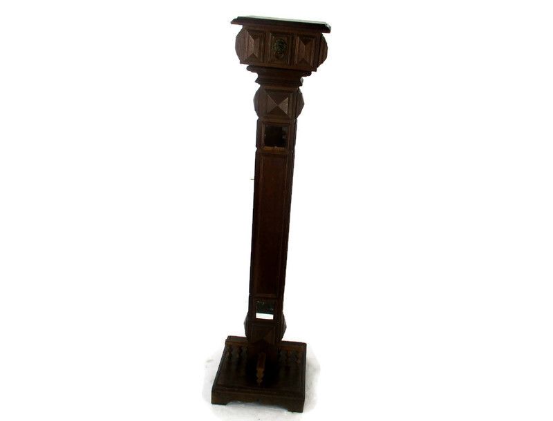 Hand Carved  Ornate Wooden Pedestal Lion Heads Impressive  Mirrors Antique Wow