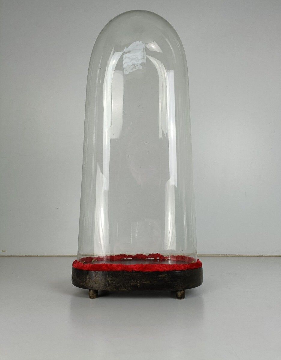 Antique Victorian Oval Hand Blown Glass Globe Dome Doll Clock 23.62" H 9.76' W 5 photo for sale
